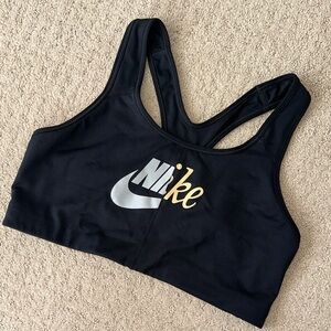 Nike Black Sports Bra with Silver and Gold Logo